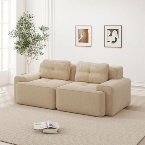 Canapé modulaire sans accoudoirs, moderne, assise profonde, velours côtelé, confortable, canapé-lit (1/5)