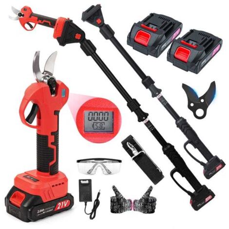 Sécateur électrique sans fil 2-en-1 avec perche télescopique 228.6cm, moteur brushless cuivre 300W, 3 modes de coupe et batteries longue autonomie