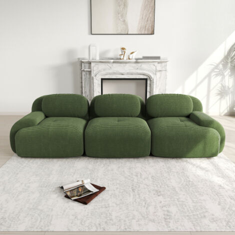 Canapé 3 Places Modulaire en Corduroy Premium, Sans Cadre, Accoudoirs Ergonomiques et Mousse Ultra-Élastique (1/5)