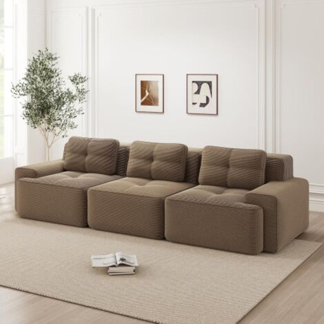 Canapé modulable Cloud sans accoudoirs, angle, 3 places, velours côtelé, confortable, montage facile. (1/5)