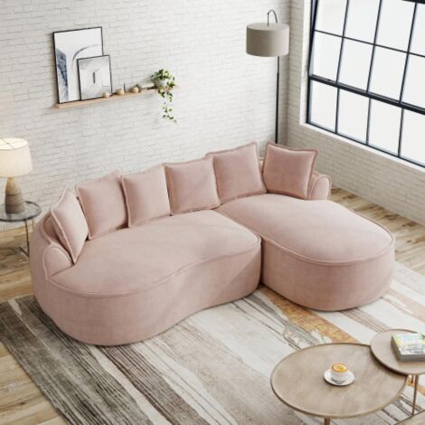 Canapé modulable L sans cadre, confortable en chenille, assise profonde, chaise longue moderne, très grand, avec coussins, salon (1/5)