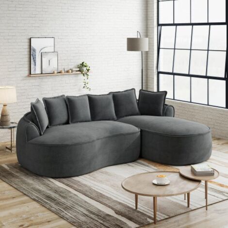 Canapé modulable L sans cadre, confortable en chenille, assise profonde, chaise longue moderne, très grand, avec coussins, salon (1/5)