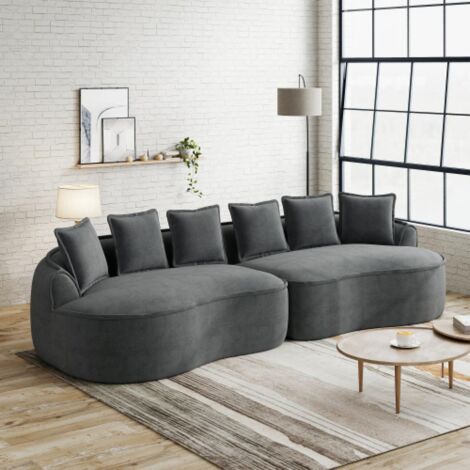 Canapé modulable L sans cadre, confortable en chenille, assise profonde, chaise longue moderne, très grand, avec coussins, salon (1/5)