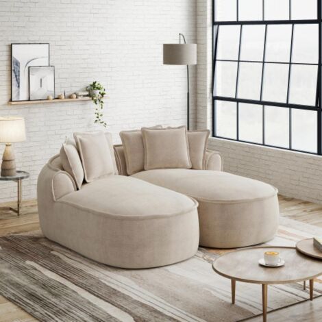 Canapé modulable L sans cadre, confortable en chenille, assise profonde, chaise longue moderne, très grand, avec coussins, salon (1/5)