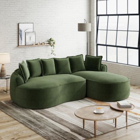Canapé modulable L sans cadre, confortable en chenille, assise profonde, chaise longue moderne, très grand, avec coussins, salon (1/5)