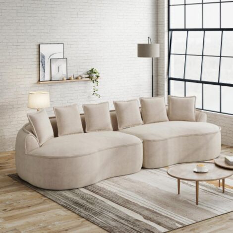 Canapé modulable L sans cadre, confortable en chenille, assise profonde, chaise longue moderne, très grand, avec coussins, salon (1/5)