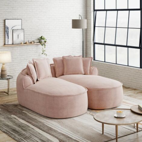 Canapé modulable L sans cadre, confortable en chenille, assise profonde, chaise longue moderne, très grand, avec coussins, salon (1/5)