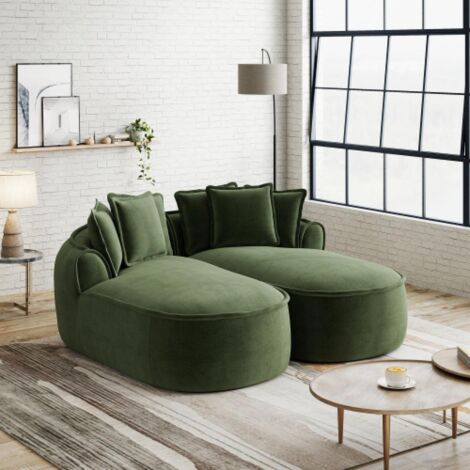 Canapé modulable L sans cadre, confortable en chenille, assise profonde, chaise longue moderne, très grand, avec coussins, salon (1/5)