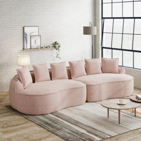 Canapé modulable L sans cadre, confortable en chenille, assise profonde, chaise longue moderne, très grand, avec coussins, salon (1/5)