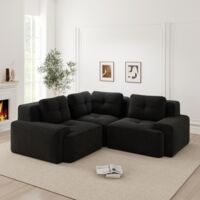 Canapé d’angle modulable et configurable, canapé 3 places sans cadre, confortable en velours côtelé, salon et chambre