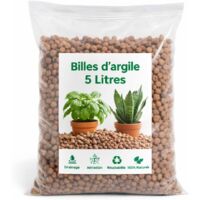 Billes d'argile 5 litres, Drainage et Aération pour Plantes, 100% Naturel et Réutilisable