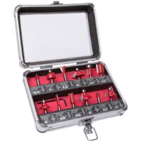 12 Piece Router Cutter Bit Set Wolf 1/4" Shank TCT Tungsten Carbide Tipped Woodworking Set