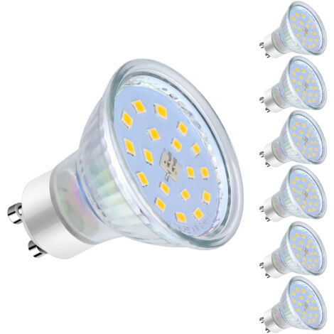 Ampoules LED GU10, 5W équivalent 60W, 600lm, Blanc Froid 6000K, 120° Larges Faisceaux, Ampoules LED Spot, Lot de 6 (1/4)