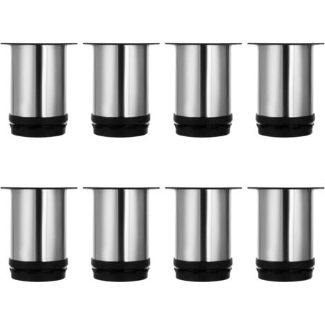 de meubles, pieds de cuisine réglables Ø 50 mm/hauteur 80 mm rond métal acier inoxydable pieds de canapé pieds de t (1/5)