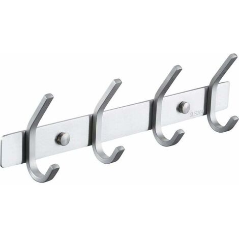 Porte Manteau Salle de Bain Porte Manteau Metal Mural 4 Crochets Patère Murale Salle de Bain Acier Inoxydable SUS304 Finition Brossée (1/5)