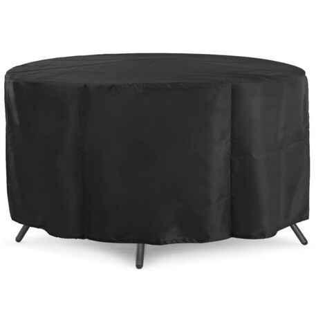 Housse de table de jardin ronde, polyester de haute qualité, L 185 x l 110 cm, noire (1/5)