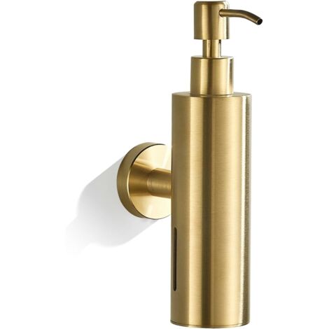 Distributeur de savon mural pour salle de bain, en acier inoxydable (1 unité, 300 ml, or brossé)