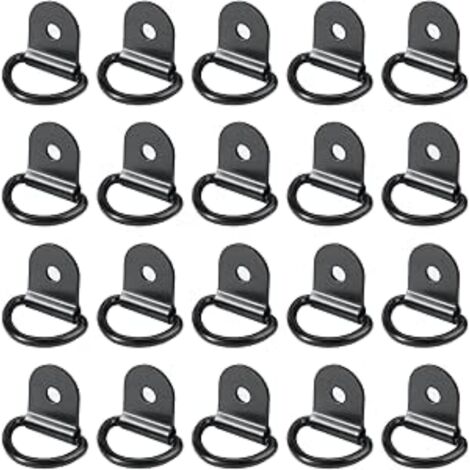 20 pièces Anneaux D'arrimage, INOX,remorque d'anneau Montage d, Rond pour Pliable(36 x 25 mm, Noir) (1/5)
