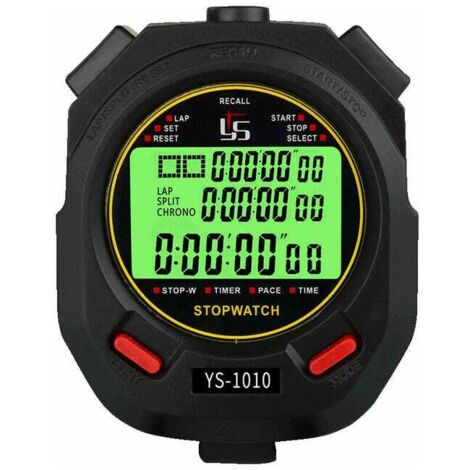 Chronomètre avec fonction muet et lumière électronique lumineux chronomètre d'entraînement professionnel pour le sport(10 mémoires)75×62×21mm (1/5)