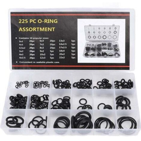 Lot de 225 Joints Torique d'Étanchéité Rondelle en Caoutchouc, Faucet Washer Assortment Kit, 18 Differnt Assorted Sizes (1/5)