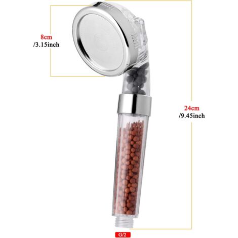 Pommeau De Douche Haute Pression 3 Réglages – Économie D'eau Avec Perles – Salle De Bain