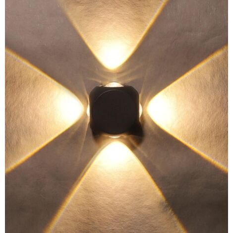 4 voies Applique murale LED avec répartiteur , blanc chaud, boîtier en aluminium résistant à la pluie et aux chocs IP-65 (1/5)