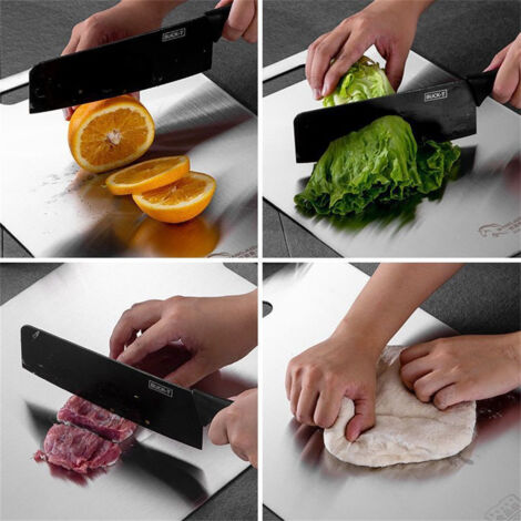 Taima Planche à découper en titane Taimatitanium en acier inoxydable 304 double face de qualité alimentaire épaisse pour viande, fruits et légumes (taille S M