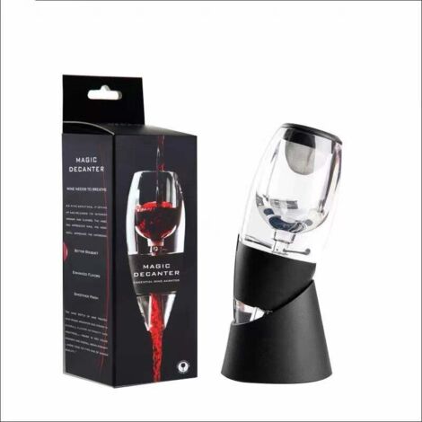 Aérateur et décanteur à vin, Noir, avec Support, pour vin Rouge