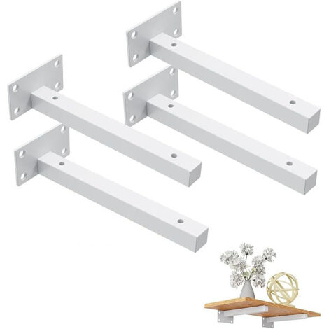 4 Pcs Équerre Étagère Support Étagere pour Murale Fixation,Supports d'étagère Murale,Robuste Support Flottant IndustrielsBlanc(25cm) (1/5)