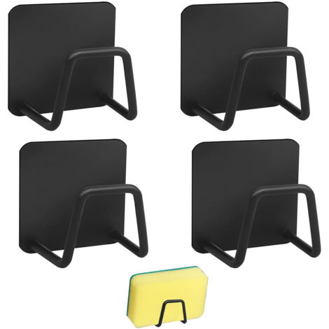 Porte-éponge 4 pièces, porte-éponge à vaisselle en acier inoxydable, support d'éponge antirouille pour évier de cuisine (1/5)