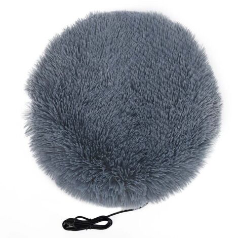 Tapis Chauffant pour Animaux en Peluche USB 40cm - Confort Hivernal pour Chat et Petit Chien - Gris Argent – ComfortXL (1/5)