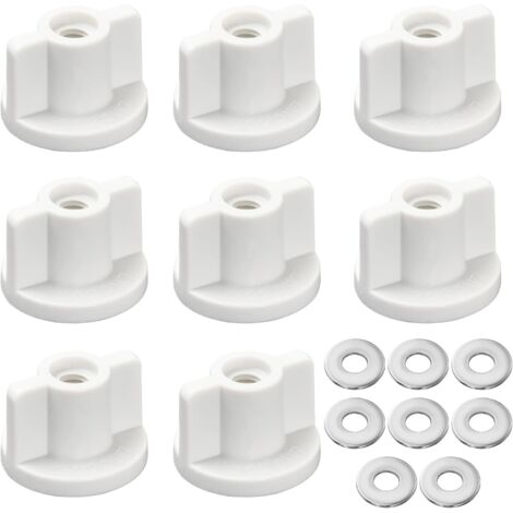 Lot de 8 fixations pour abattant de WC - Filetage M6 - Écrou arrière et rondelles - Pièces de rechange pour siège de toilette monté sur le dessus (1/5)