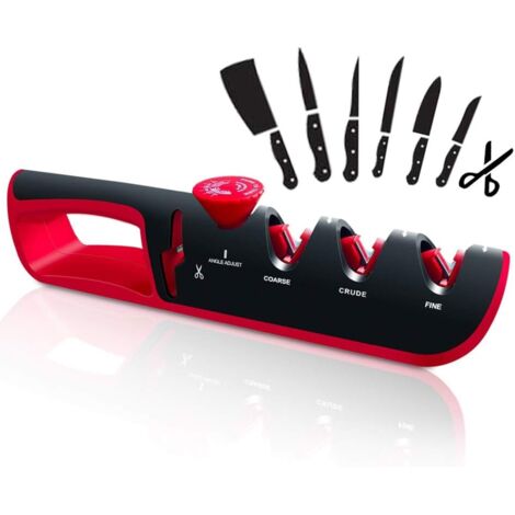 Affuteur Couteau 4 en 1, Eguiseur de Couteau Aiguiseur Couteaux et Professionnel Kitchen Knife Sharpener, Angle Réglable Manuel Affutage Couteau Outil