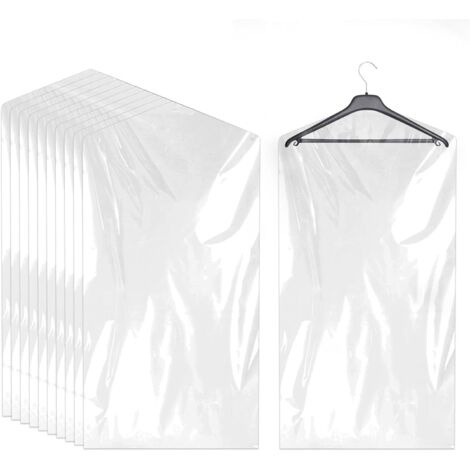 Lot de 20 Housses à vêtements Housses à vêtements transparentes Protège-vêtements en plastique 60x90 cm Vêtements suspendus Housses à vêtements (1/5)