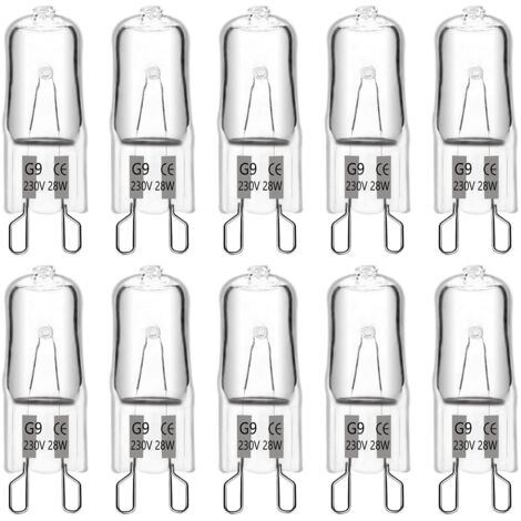 Ampoule Halogene G9 28W 230V,370LM 2700K Blanc Chaud Dimmable,pour Lustres,Lampes de Paysage,Appliques Murales,Éclairage d'armoire,Lot de 10 (1/5)