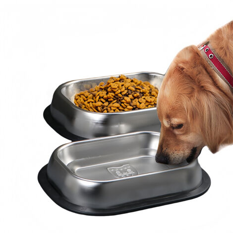 Gamelle carrée en acier inoxydable pour chien (1/5)