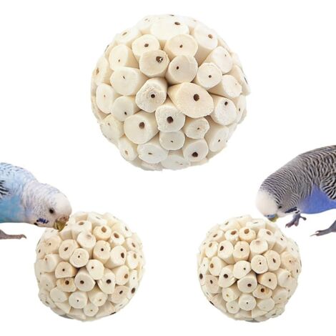 Lot de 3 balles naturelles à mâcher pour oiseaux (1/5)