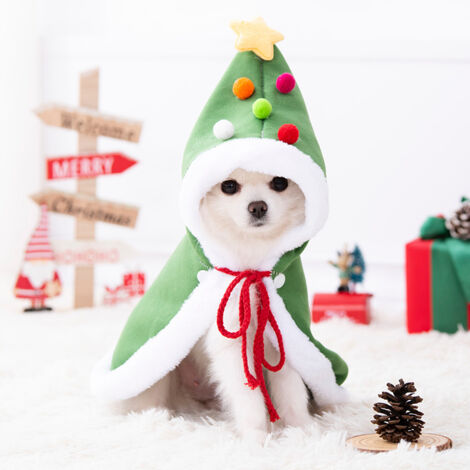 Cape de Noël en forme d'arbre de Noël pour chien S
