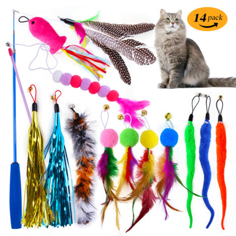 14pcs Canne à pêche Teaser pour chat (1/5)