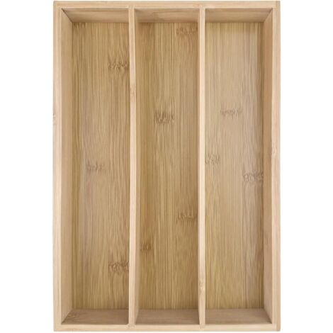 Range-couverts en bambou, porte-couverts en bambou avec 3 compartiments, tiroir de cuisine, range-couverts en bambou, range-couverts en bambou (1/5)