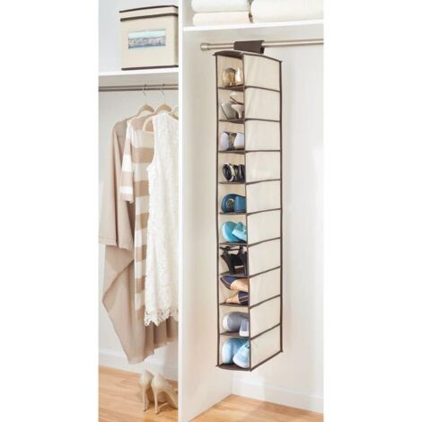 Etagère à chaussures pliable en intissé 120 x 30 x 15 cm (beige et marron) - Etagère à chaussures suspendue (1/5)