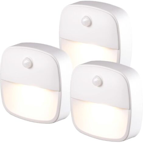 Lampe d'intérieur avec détecteur de mouvement, lot de 3 veilleuses LED, veilleuses d'escalier pour couloir, chambre, placard, blanc chaud