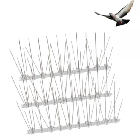 Lot de 3 Pic Anti Pigeon 25cm Mètres en Acier Inoxydable & Base en Plastique Souple, Pointes Anti-Oiseaux, Moineaux, Corneilles (1/5)