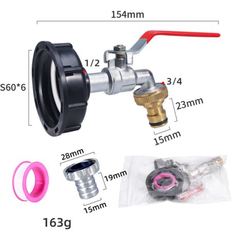 GOYADA Lot De 2 Adaptateurs Robinet Cuve IBC 1000L - Robinet Récupérateur Eau De Pluie Filetage 1/2"