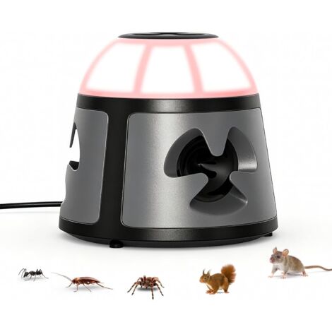 Répulsif Ultrason Souris Rats 360° 4 Modes - 600m² Avec Lumière Clignotante - Anti Rongeurs Taupes Araignées Cafards