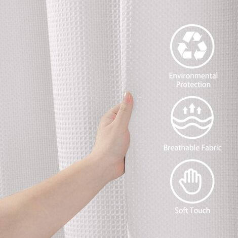 Rideau De Douche Anti Moisissure 180x200cm - Imperméable Avec Œillets Métal, Motif Feuilles