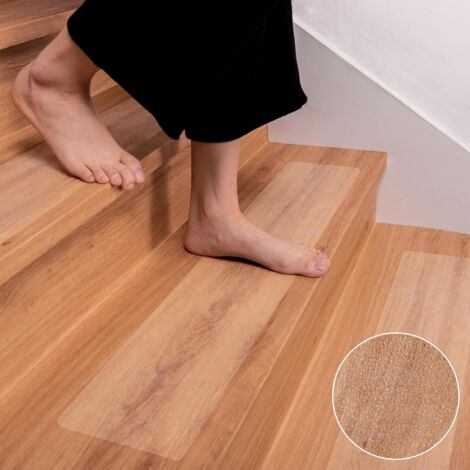 Hahorpa Lot De 15 Bande Antidérapante Escalier 15 x 80 cm, Transparent Tapis Escalier Antidérapant, Anti Dérapant Tapis d'Escalier Imperméables, Couvre Marche Contre Marche Adhesif Pour Bois Et Marbre