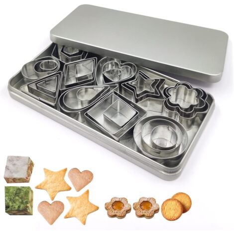 Lot de 30 Mini emporte-pièces en métal pour Biscuits géométriques Mini découpes, Bricolage pour Cuisine, pâtisseries, Halloween, Noël Octagon (1/5)