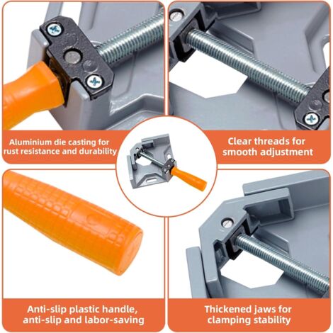 Lot De 4 Serre-joints D'angle 90° - Alliage Aluminium - Réglables - Pour Menuiserie - Neuf Qinglee
