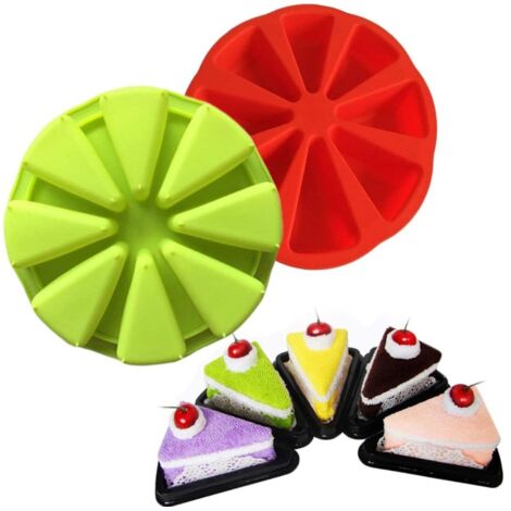 Lot de 2 moules à gâteau triangulaires en silicone - 8 trous - 27 x 27 x 5 cm (1/5)
